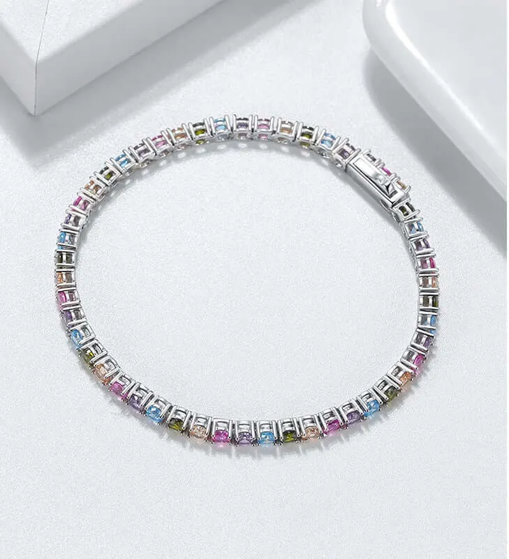 925 Silver Colorful All Inclusive Tennis Bracelet