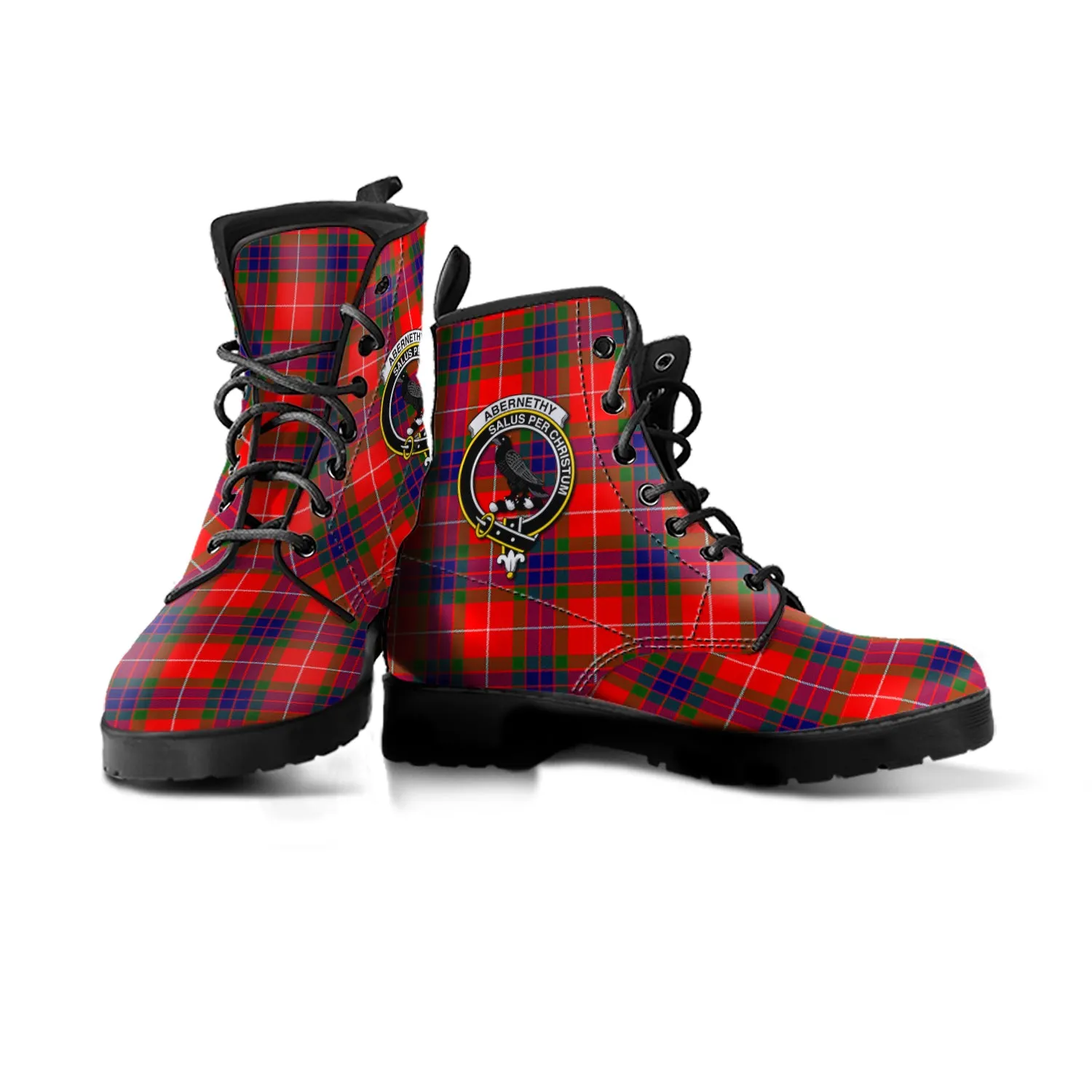 Abernethy Tartan Leather Boots with Family Crest