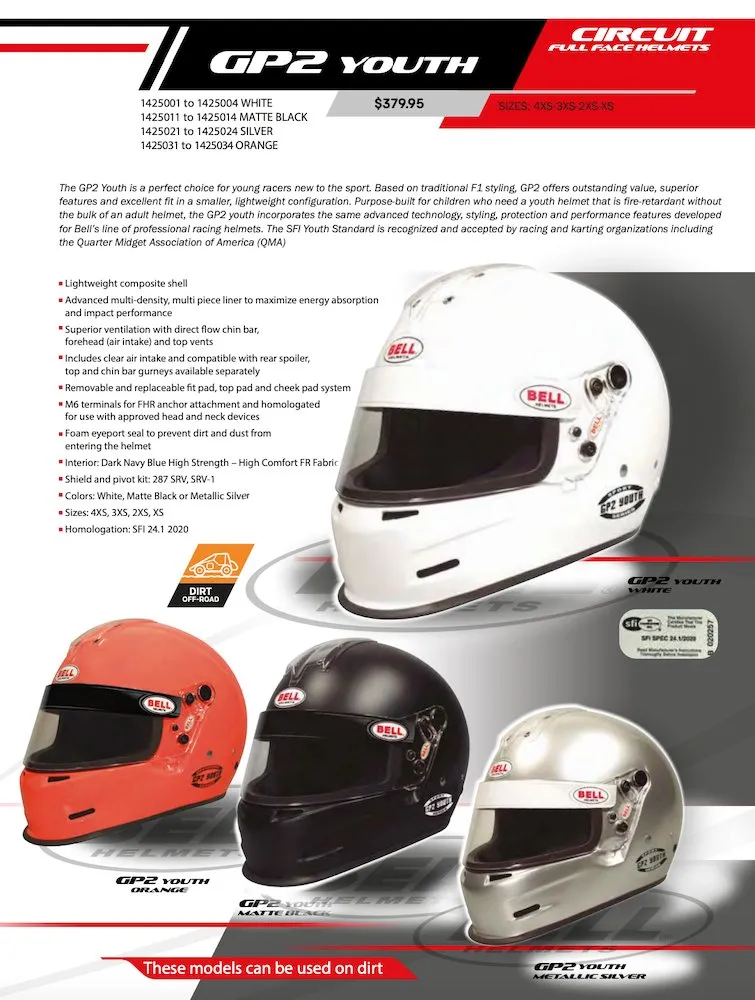 Bell GP2 Youth Helmet SFI 24.1