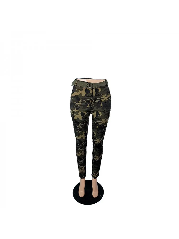 Belted Camo Cargo Pants