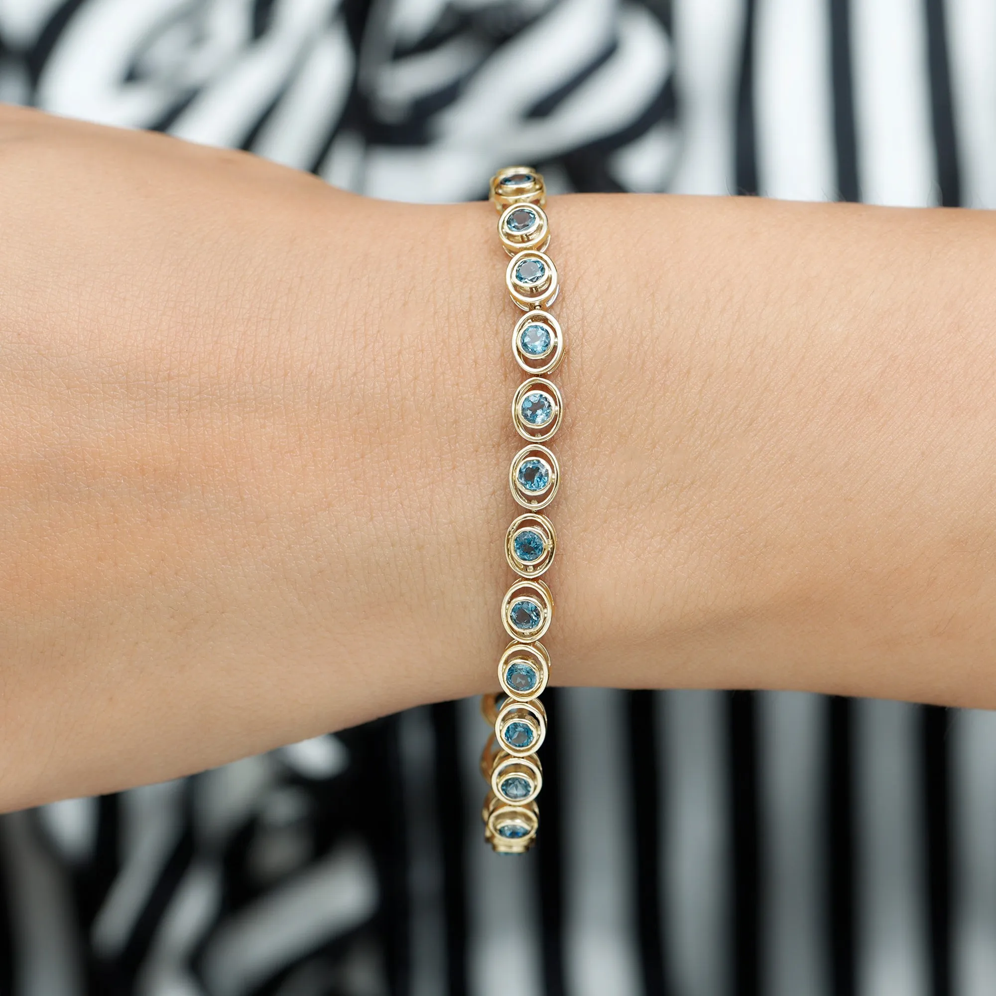 Bezel Set London Blue Topaz Unisex Tennis Bracelet