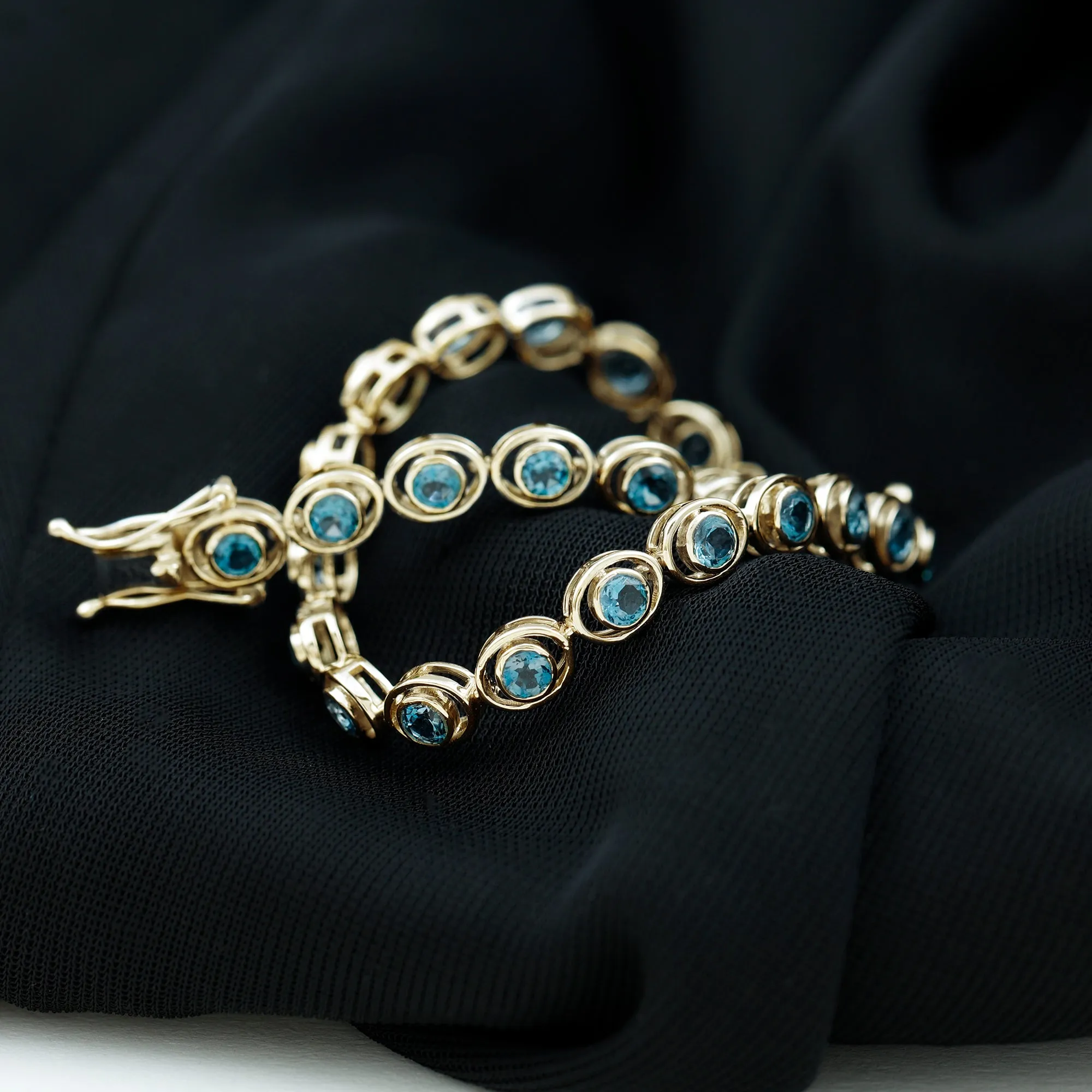 Bezel Set London Blue Topaz Unisex Tennis Bracelet