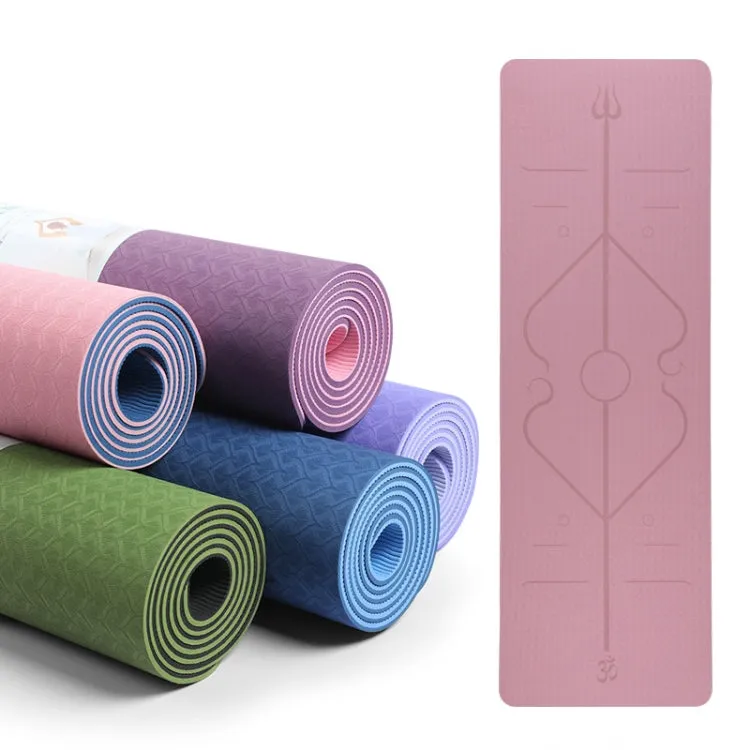 BSJ002 TPE Double Layer Two-Color Yoga Mat Fitness Mat with Body Line, Specification: 183 x 80 x 0.6cm(Lake Blue)