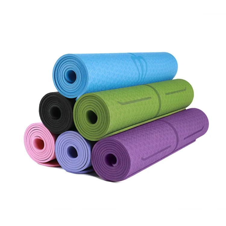 BSJ002 TPE Double Layer Two-Color Yoga Mat Fitness Mat with Body Line, Specification: 183 x 80 x 0.6cm(Lake Blue)