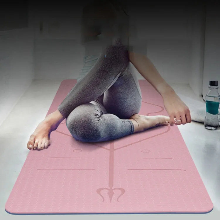 BSJ002 TPE Double Layer Two-Color Yoga Mat Fitness Mat with Body Line, Specification: 183 x 80 x 0.6cm(Violet)