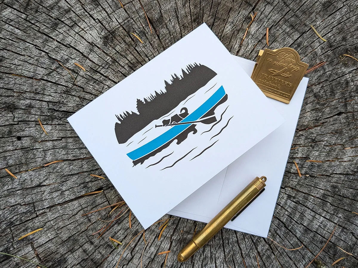 Canoeing Pup Blank Greeting Card