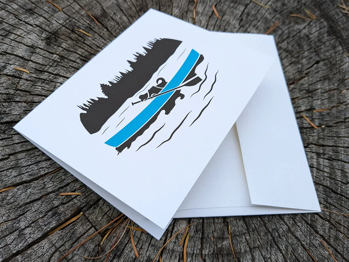 Canoeing Pup Blank Greeting Card