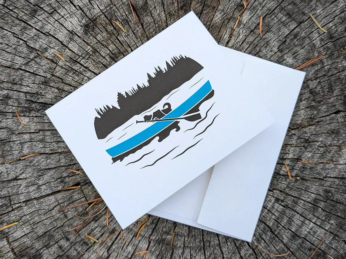 Canoeing Pup Blank Greeting Card