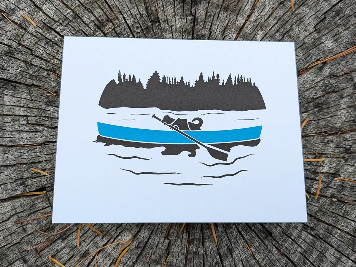 Canoeing Pup Blank Greeting Card