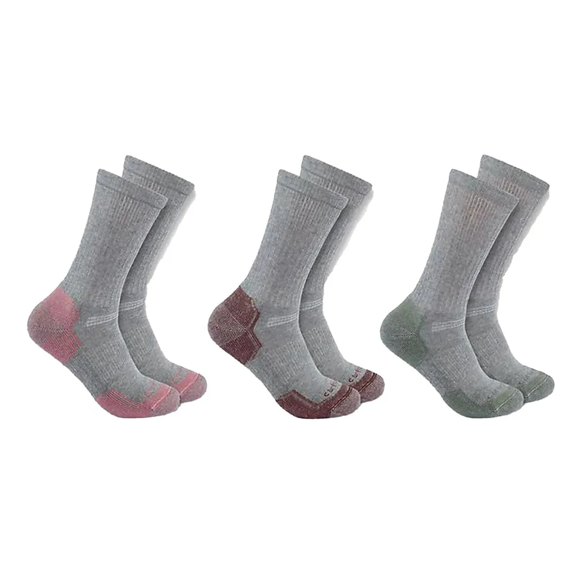 Carhartt Women's Lightweight Cotton Blend 3 Pack Crew Socks