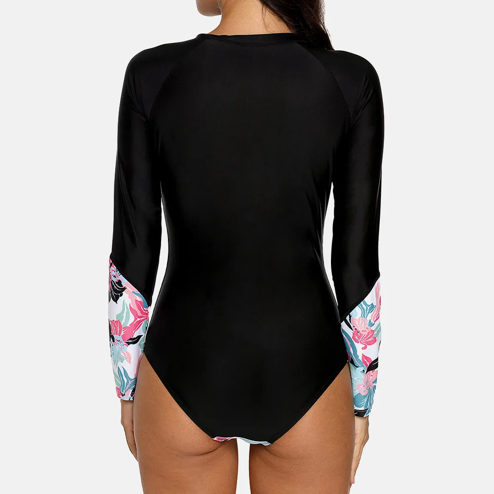 CHARMO  Women's One Piece Long Sleeve Swimsuit UPF50 Rashguard