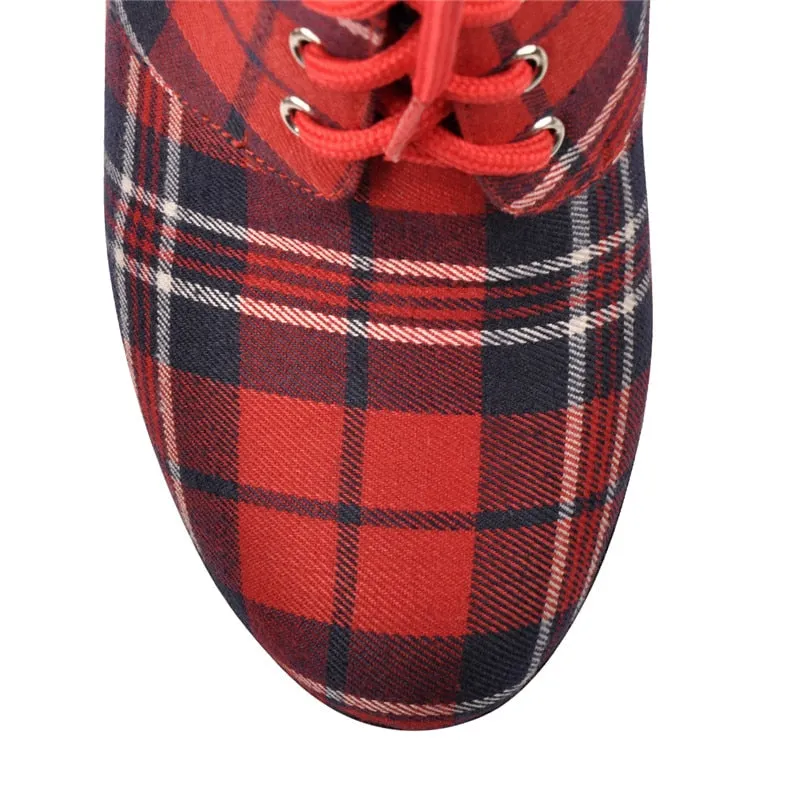 Chunky Red Plaid Boots