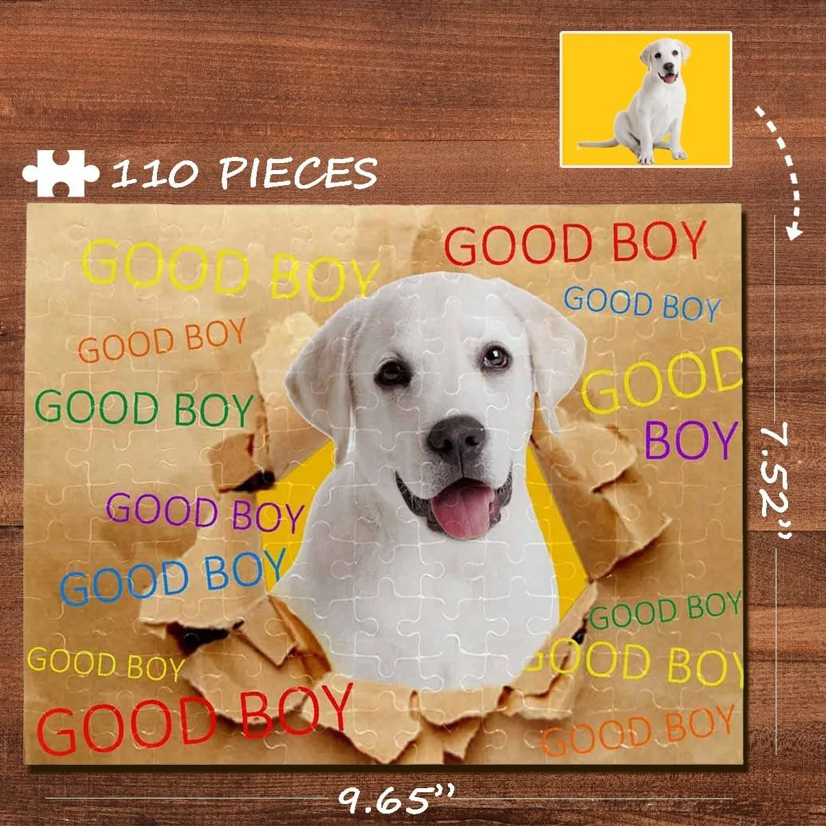 Custom Photo Good Boy Rectangle Jigsaw Puzzle Best Indoor Gifts 110 Pieces