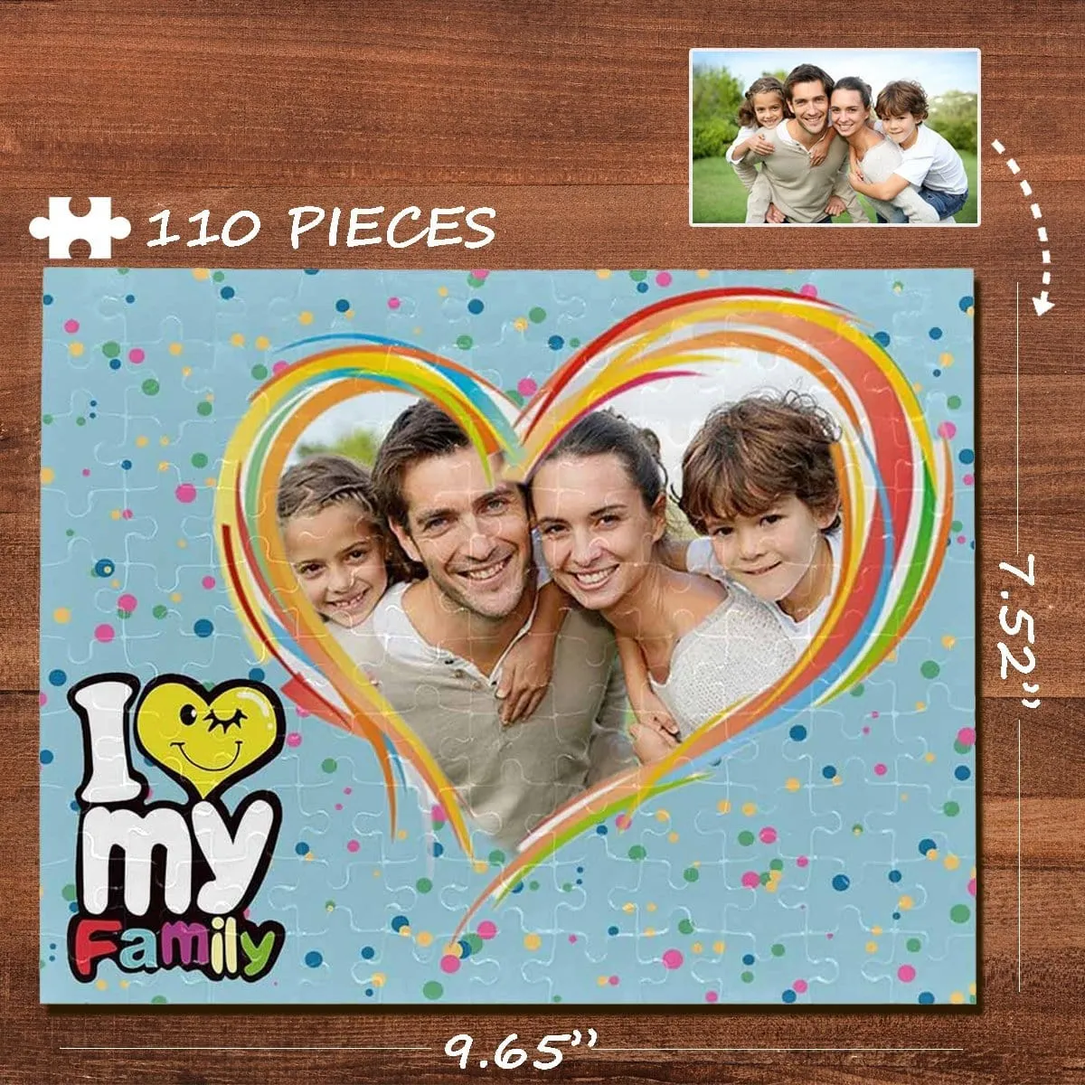 Custom Photo I Love My Family Rectangle Jigsaw Puzzle Best Indoor Gifts 110 Pieces