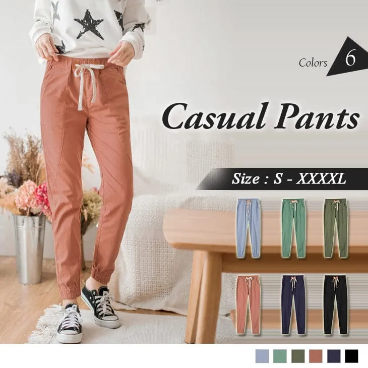 DRAWSTRING BELT WAIST CASUAL PANTS