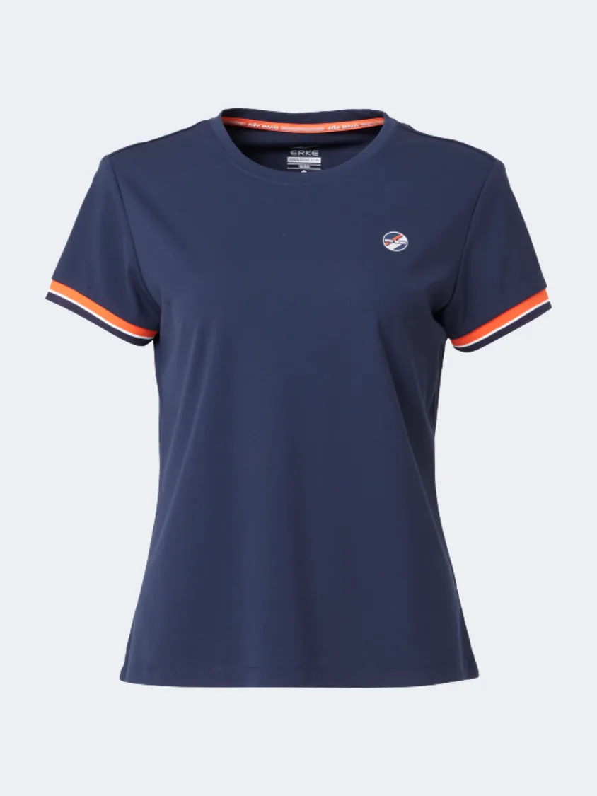 Erke Crew Neck Women Tennis T-Shirt Blue