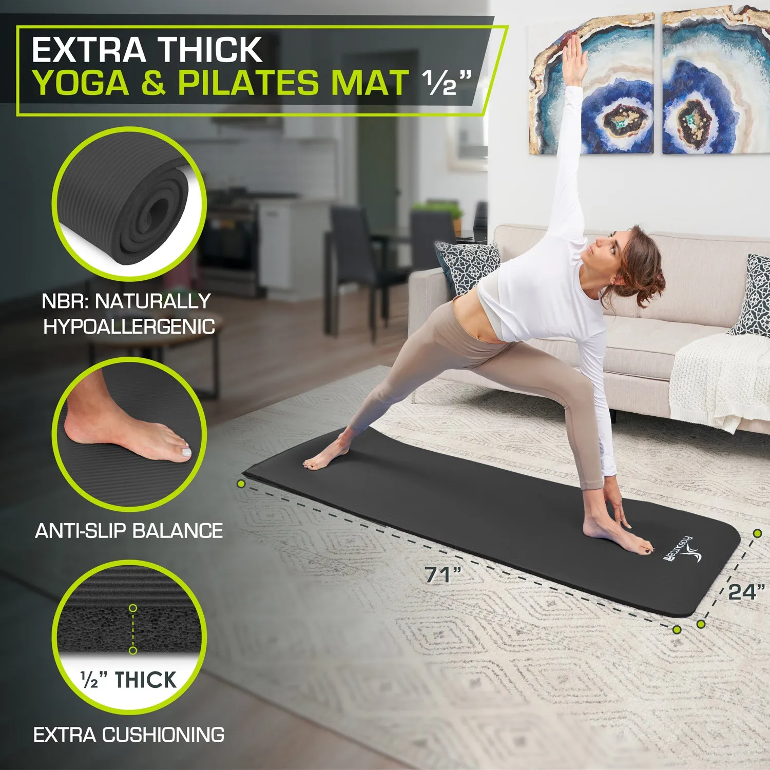 Extra Thick Yoga and Pilates Mat 1/2 inch