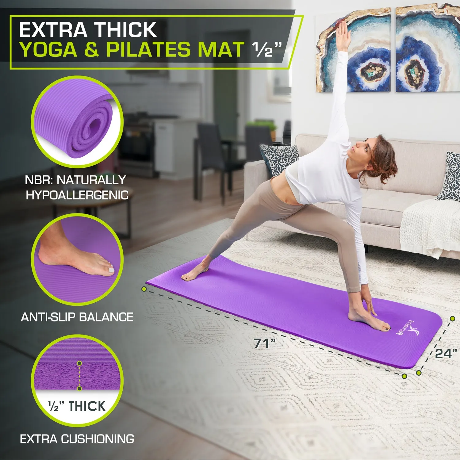 Extra Thick Yoga and Pilates Mat 1/2 inch