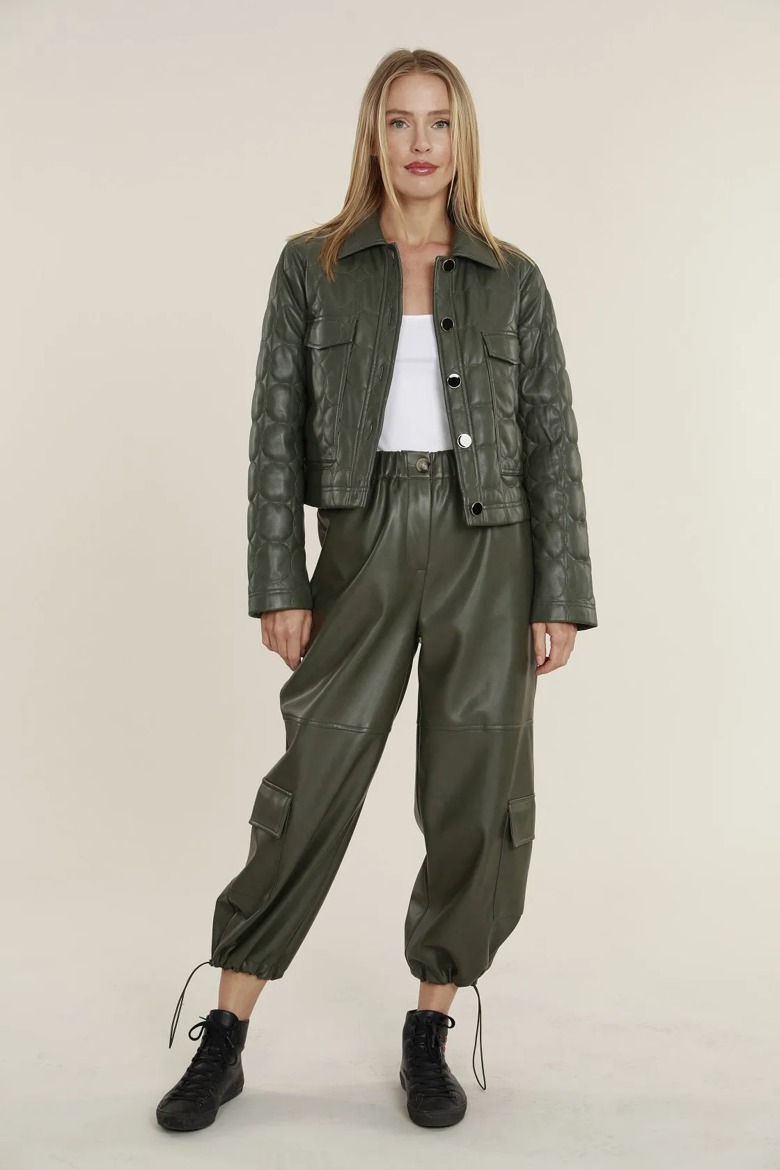 Faux Leather Cargo Pants