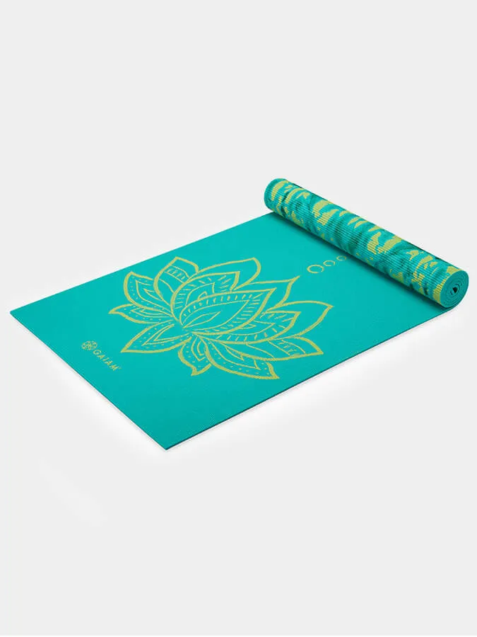 Gaiam Turquoise Premium Reversible Lotus Yoga Mat 6mm