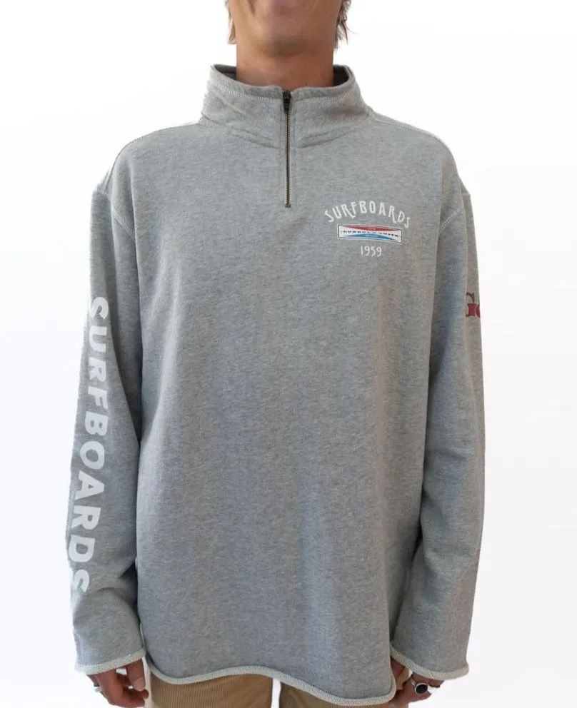 G&S 1/4 Zip Surfboards Rag Top | Grey Marle