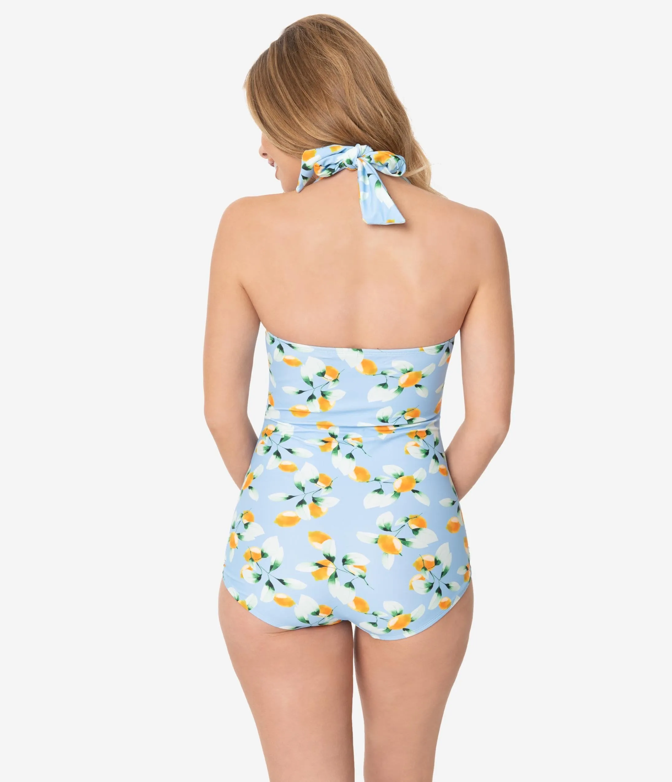 Girl Howdy Pin Up January Apricots Print Sheath Swimsuit