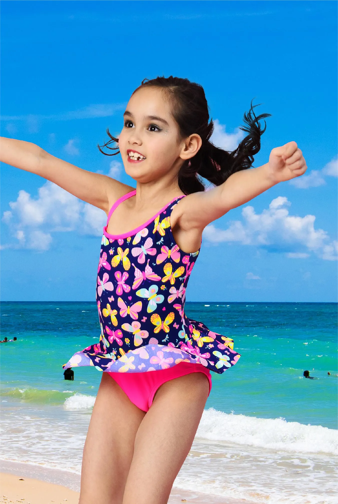 Girls One Piece Swimsuits Butterfly Bathing Suit