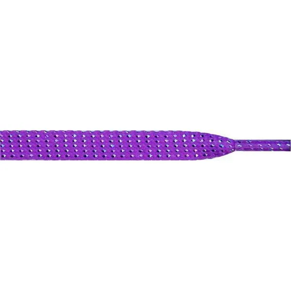 Glitter Flat Laces Custom Length with Tip - Purple (1 Pair Pack) Shoelaces