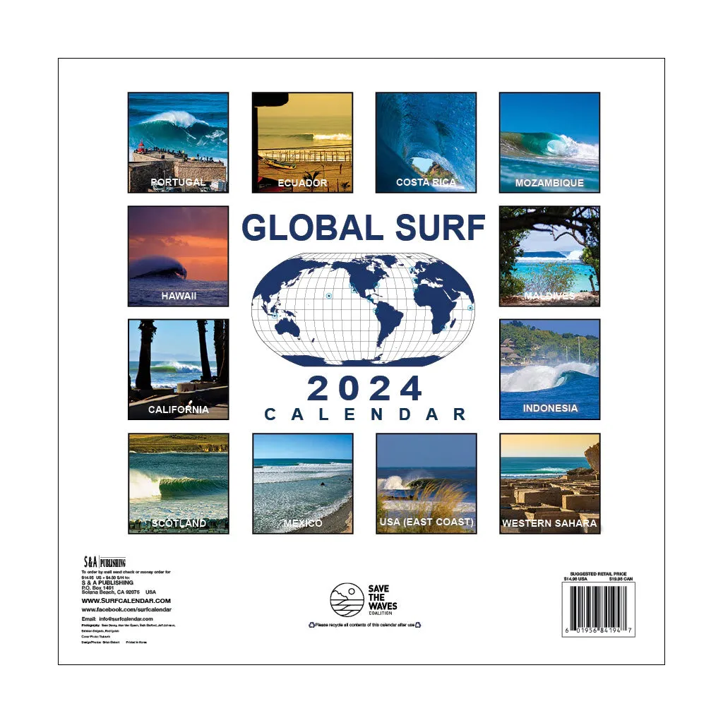 Global Surf Save the Waves Coalition 2024 Surfing Calendar