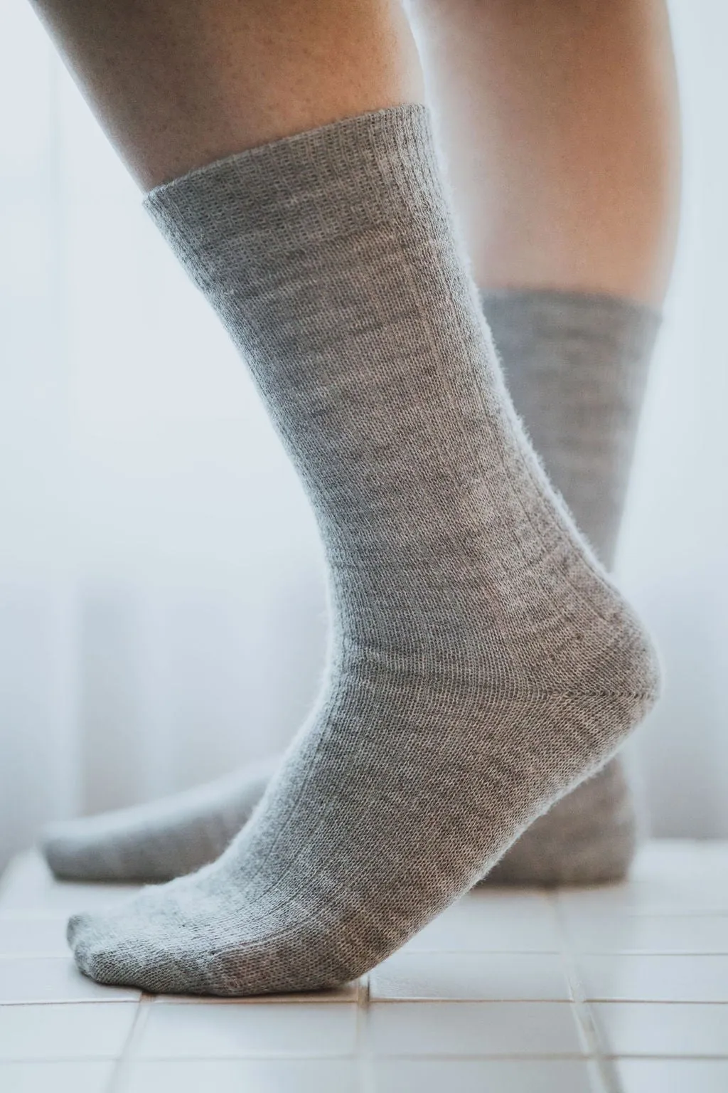 Grey Alpaca Socks: Small