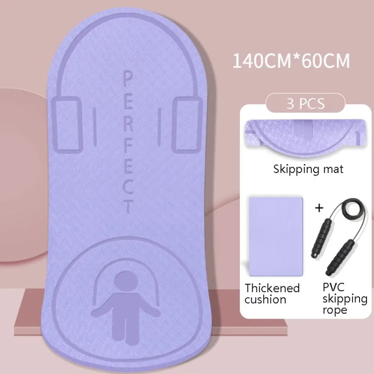 Indoor Skipping Mat Sound Insulation Shock Absorption Thickened Skipping Blanket Non-Slip Yoga Mat, Size: 140 x 60cm(Light Purple Cushion Jump Rope)