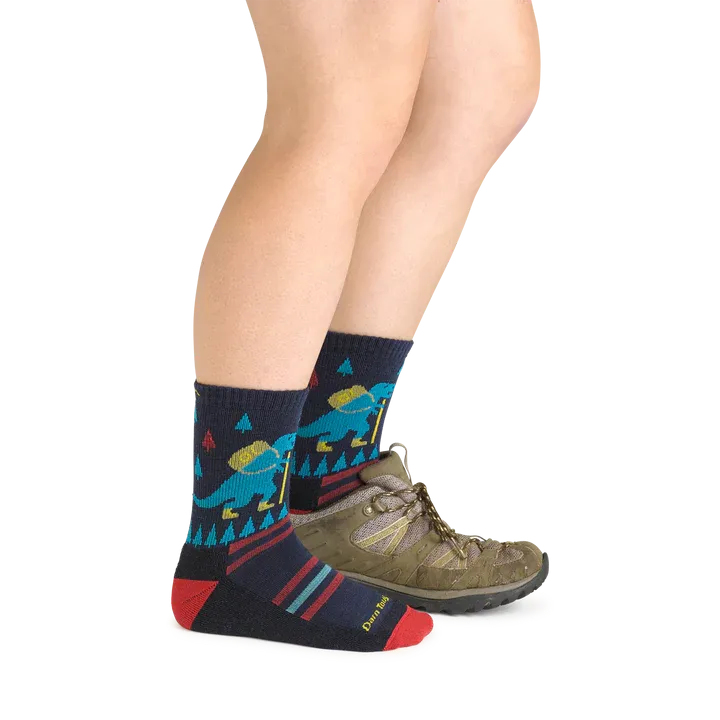 Kid's Darn Tough Ty-Ranger-Saurus Micro Crew Lightweight Hiking Sock Color: Eclipse