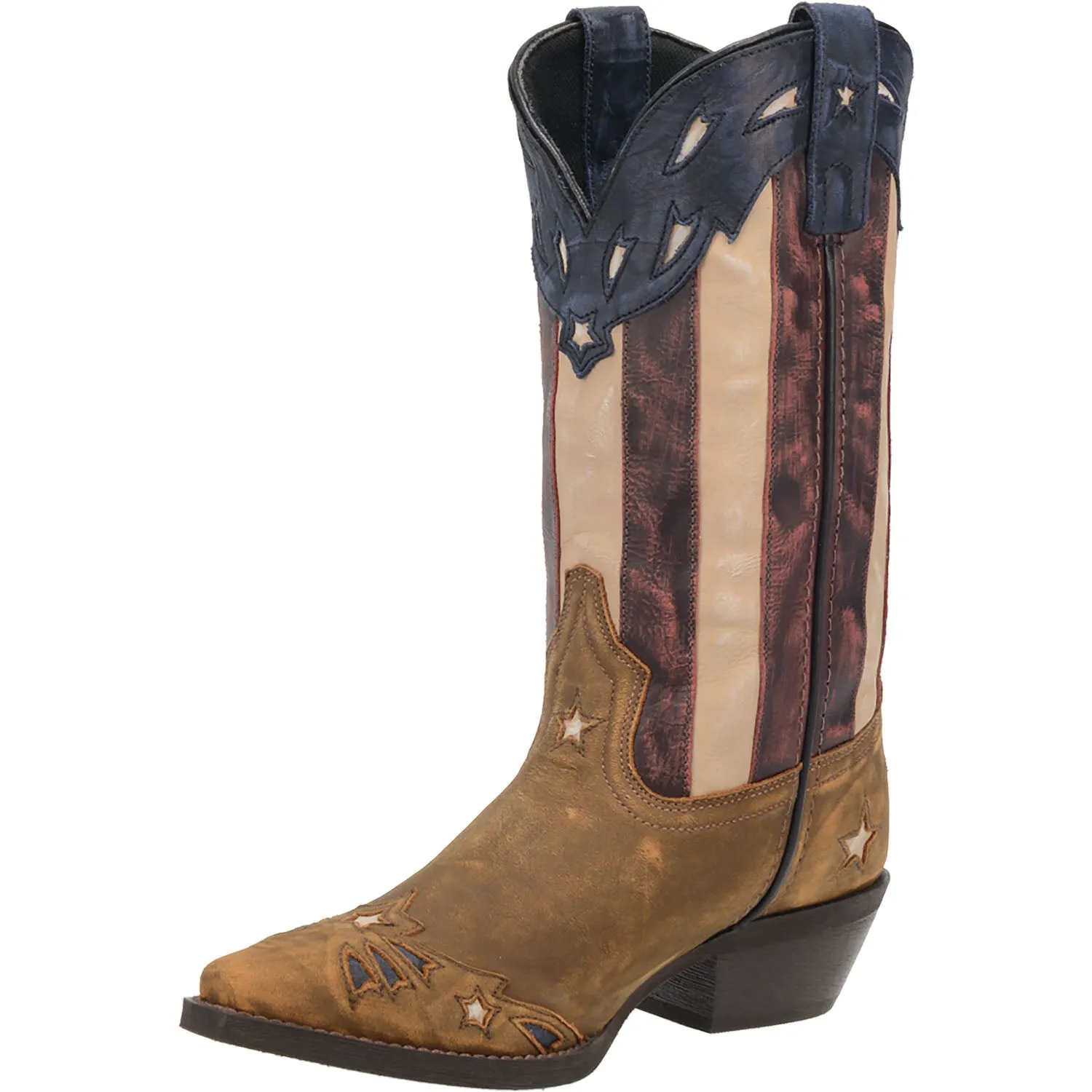 Laredo Womens Keyes Cowboy Boots Leather Tan/Multi