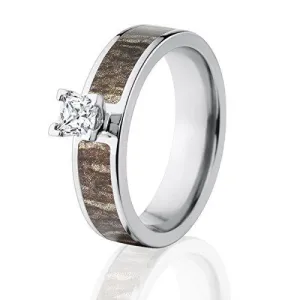 Licensed CZ Mossy Oak Bottomland Camo Women's Wedding Rings