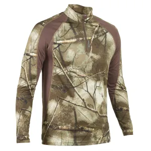 Long sleeve shirt 500 TREEMETIC quiet, breathable, camouflage SOLOGNAC camouflage/coffee brown