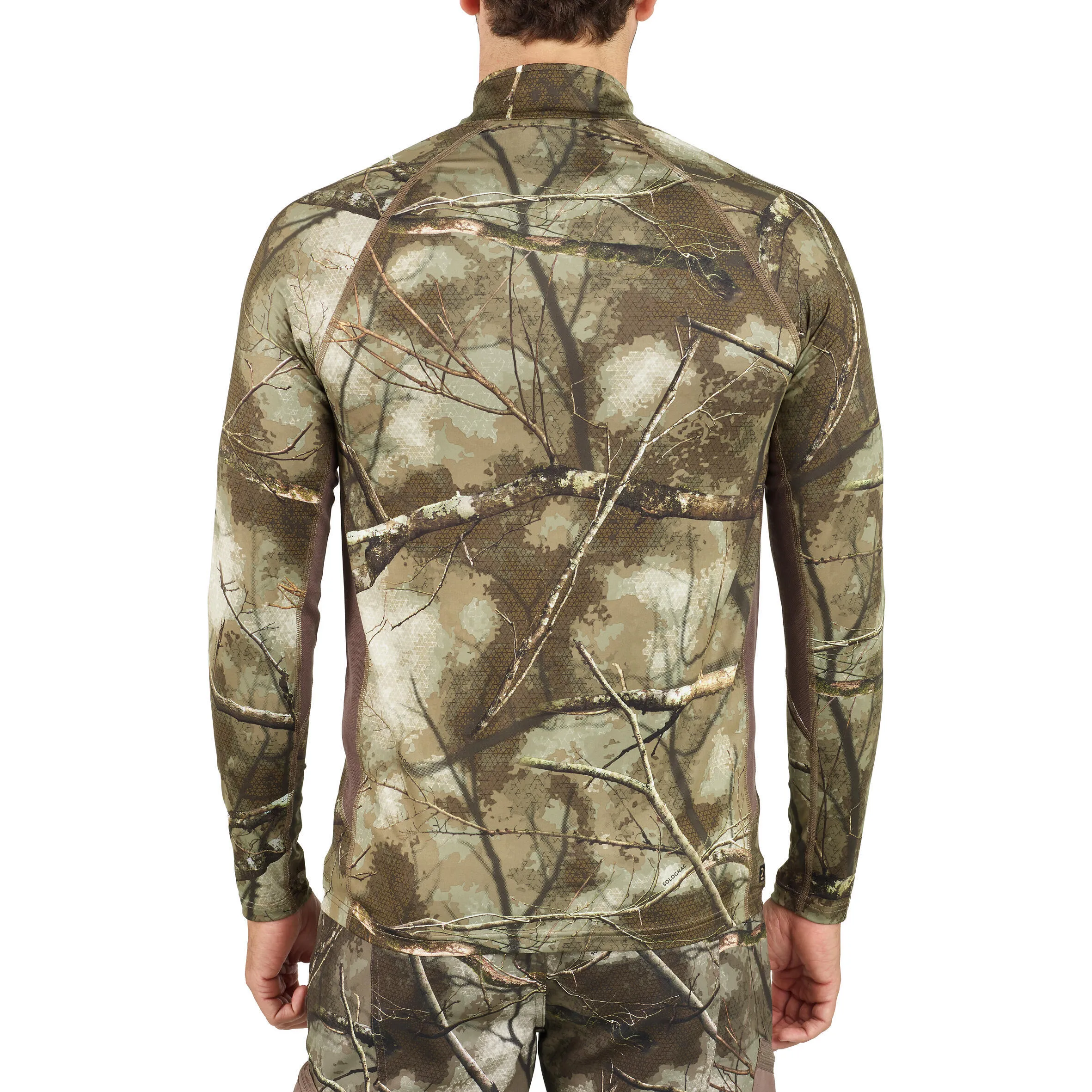 Long sleeve shirt 500 TREEMETIC quiet, breathable, camouflage SOLOGNAC camouflage/coffee brown