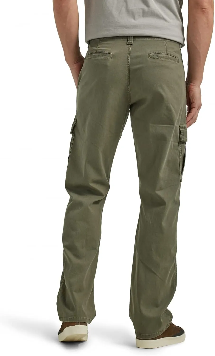 Men's Olive Relaxed Fit Stretch Cargo Pants 34W x 30L by Wrangler Authentics