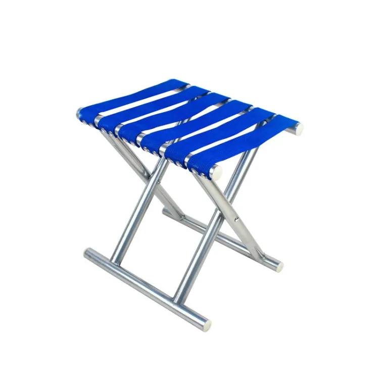 Metal Tube Outdoor Folding Chair Fishing Stool Camping Portable Stool Large (31.5cm) White Tube