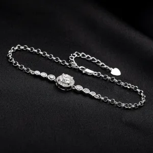 Moissanite Tennis Silver Bracelets On Hand 18K White Gold Plated Adjustable Bracelets