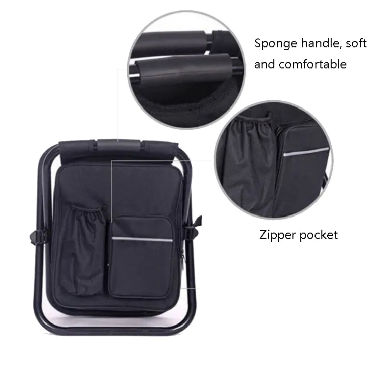 Multifunctional Folding Stool Portable Ice Pack Stool Lightweight Outdoor Stool(Black)