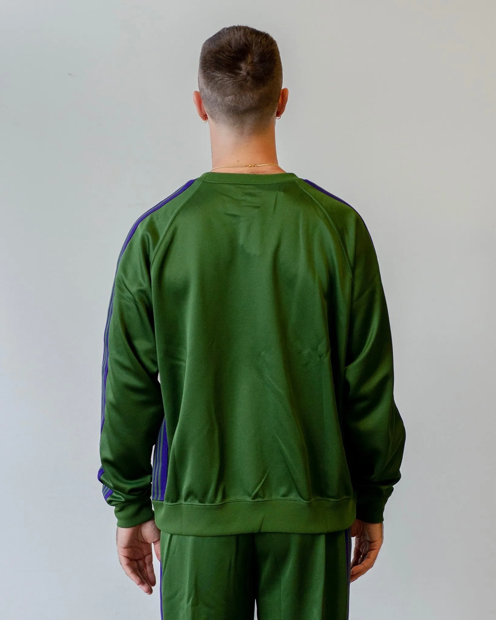 Needles Track Crew Neck Shirt Poly Smooth Ivy Green