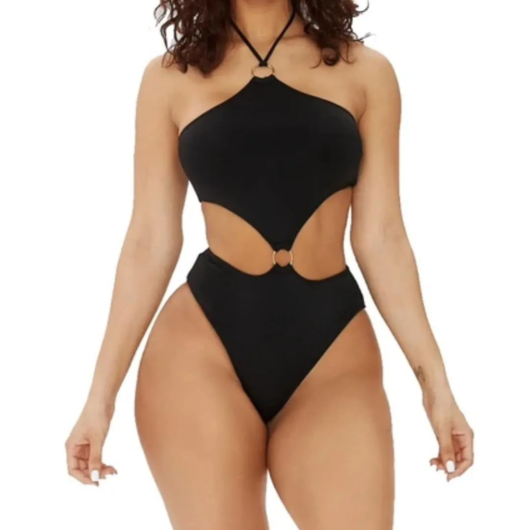 Open Belt Loop Tie Rings One Piece Swimsuits