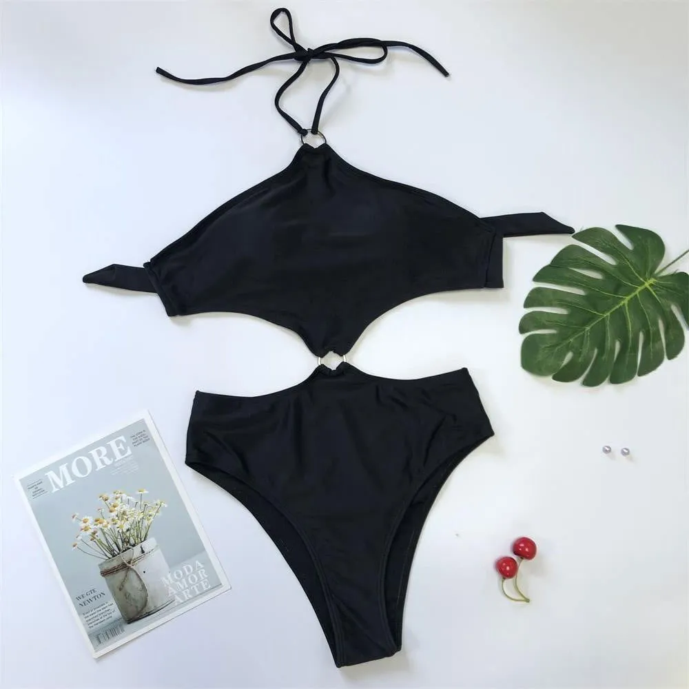 Open Belt Loop Tie Rings One Piece Swimsuits