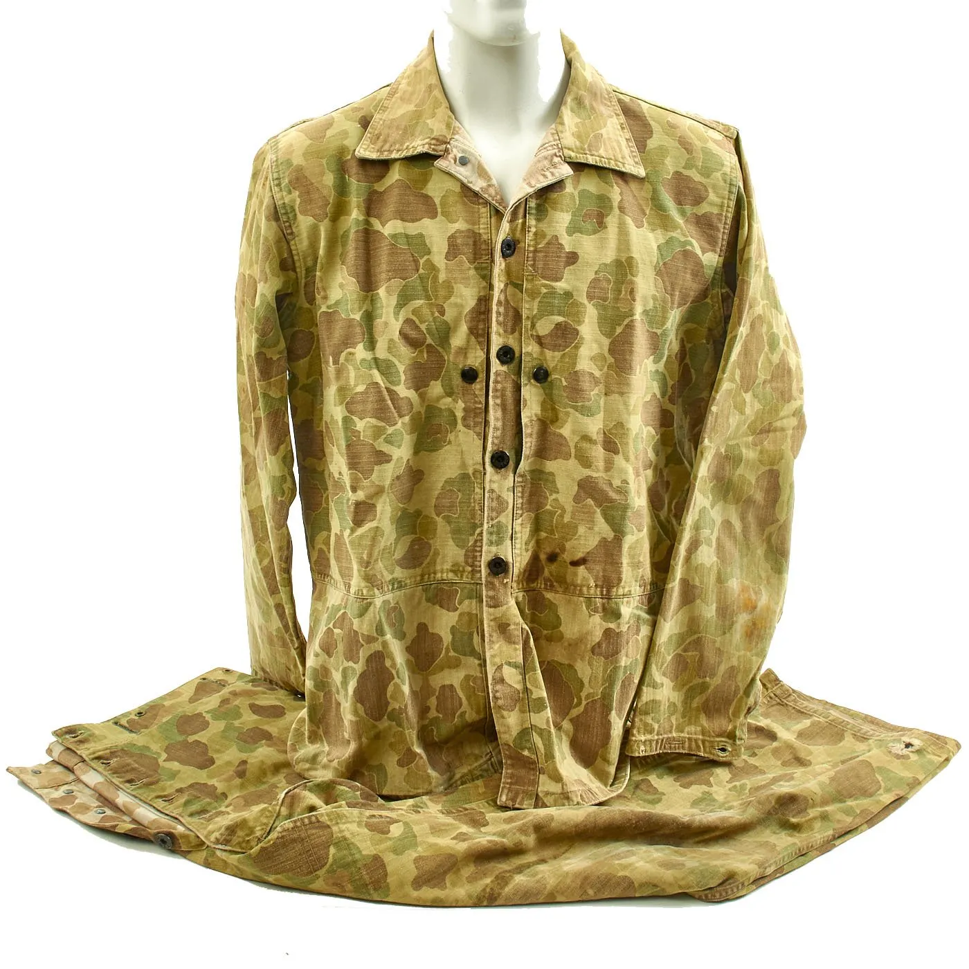 Original U.S. WWII USMC P44 Camouflage Pattern 1944 Utility Uniform Coat & Trousers