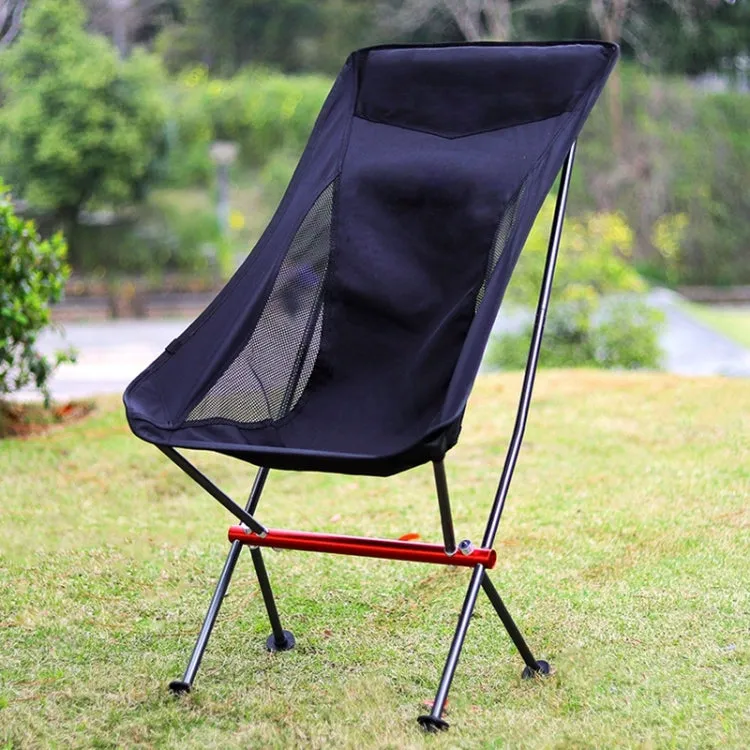 Outdoor Camping Beach Portable Ultra-Light Aluminum Alloy Folding Chair (Black)