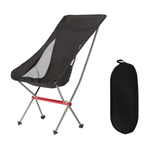 Outdoor Camping Beach Portable Ultra-Light Aluminum Alloy Folding Chair (Black)