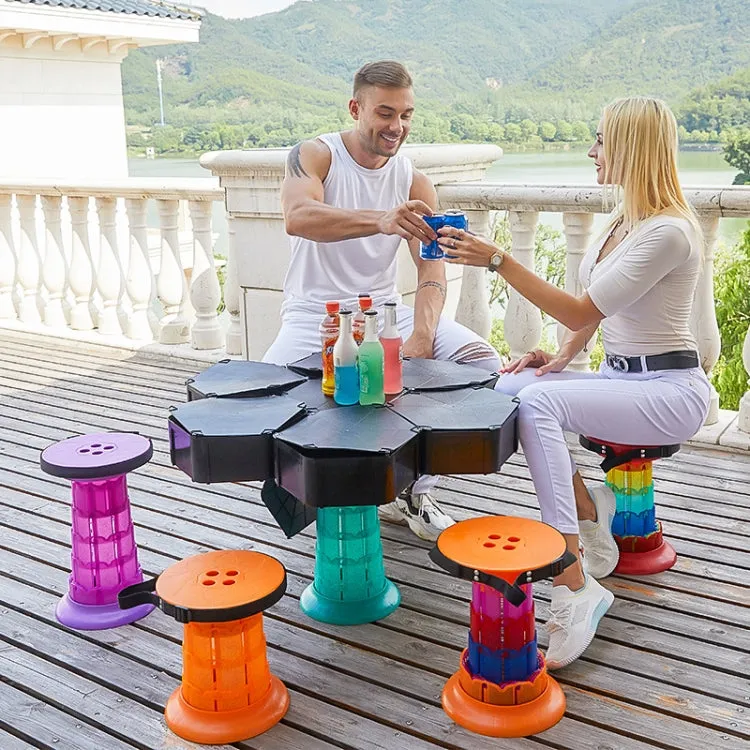 Outdoor Portable Lotus Heightened Folding Telescopic Stool(Orange)