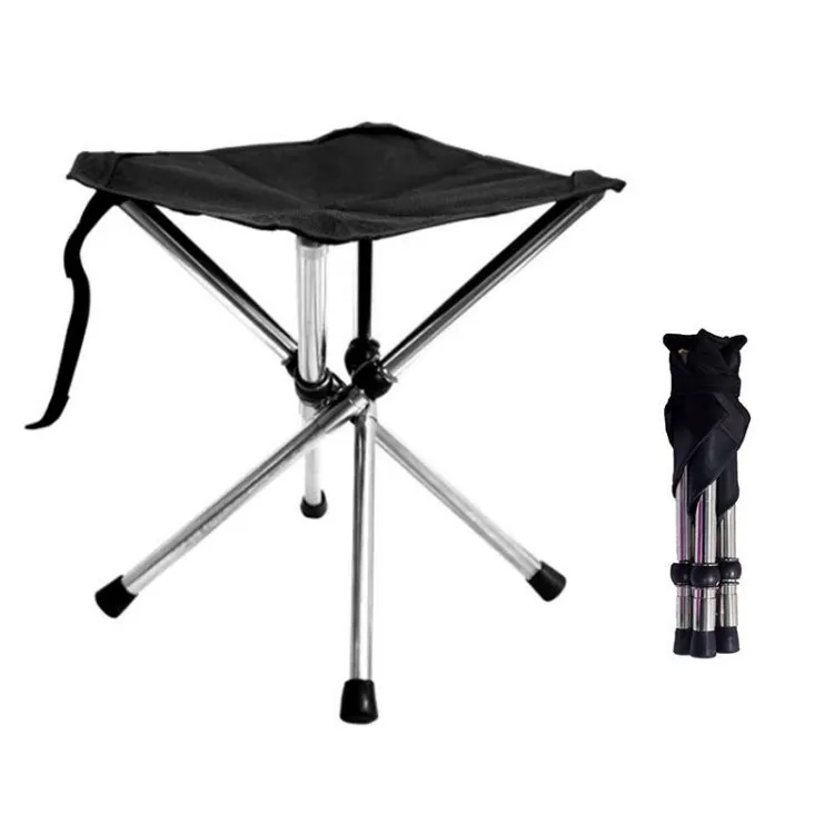 Outdoor Retractable Portable Stainless Steel Stool Camping Beach Fishing Folding Chair, Spec: L