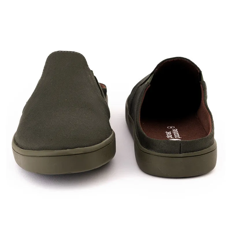 Paaduks Slip-Ons Mules for Women | Green | Vegan Suede