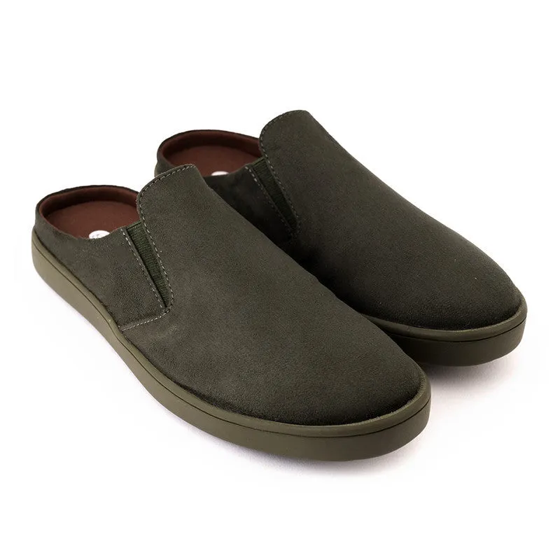 Paaduks Slip-Ons Mules for Women | Green | Vegan Suede